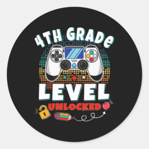 Grade Level Unlock Video Game Zurück zum Schulspie Runder Aufkleber