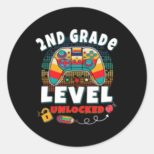Grade Level Unlock Video Game Zurück zum Schulspie Runder Aufkleber