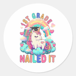 Grade Nail It Abschluss Girl Einhorn Graduate 2 Runder Aufkleber