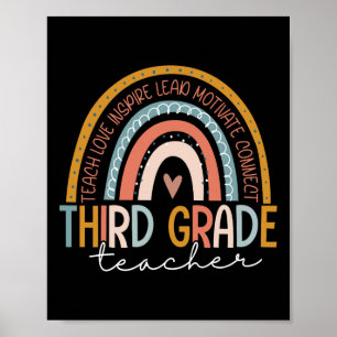 Grade Teacher Teach Liebe Inspirierte Boho Rainbow Poster