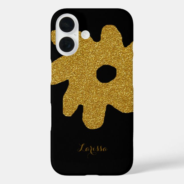 Gradgoldene Blume auf schwarz Case-Mate iPhone Hülle (Rückseite)