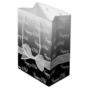 Gradient 65. Geburtstag mit weißem Bow Mittlere Geschenktüte