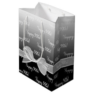 Gradient 90. Geburtstag mit weißem Bow Mittlere Geschenktüte