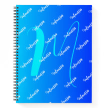 Gradient Aqua & Blue Color - Name Mit Monogramm