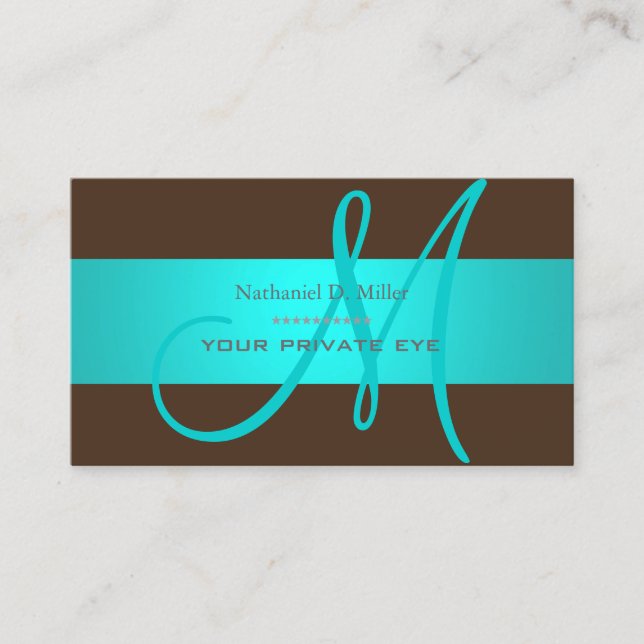 Gradient Aqua Blue Monogram DIY Hintergrundfarbe Visitenkarte (Vorderseite)