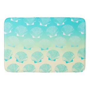 Gradient aqua blue und gelb seashell pattern badematte