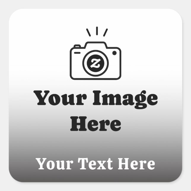 Gradient benutzerdefinierter Text und Bild  Quadratischer Aufkleber (Vorderseite)