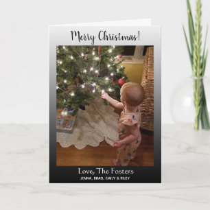 Gradient Black Classy Frohe Weihnachtsfamilie Foto Karte