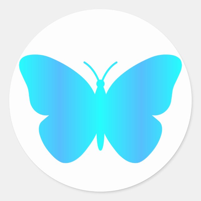 Gradient Blue Butterfly Sticker (Vorderseite)