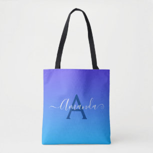Gradient Blue elegante Monogram und Name