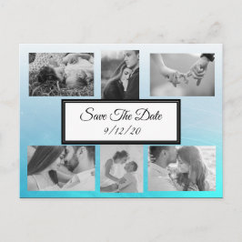 Gradient Blue Foto Save the Date Postkarte