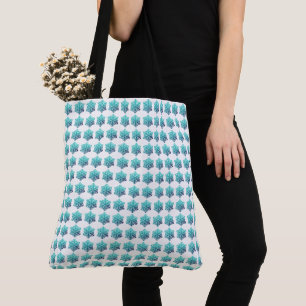 Gradient Blue Green, Navy Snowflakes Toag