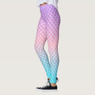 Gradient Blue Lila Mermaid Scales Leggings