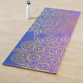 Gradient Blue Lila Monogram Gold Mandala Yogamatte