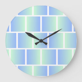 Gradient Blue Squares Große Wanduhr