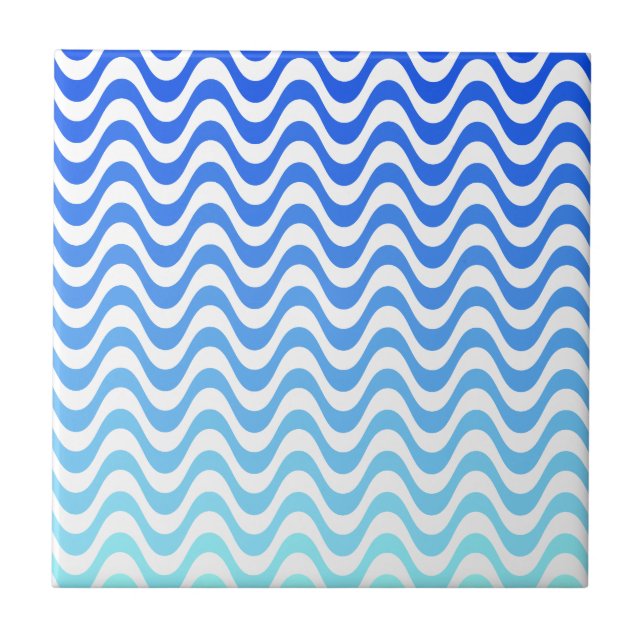 Gradient Blue Waves Fliese (Vorderseite)