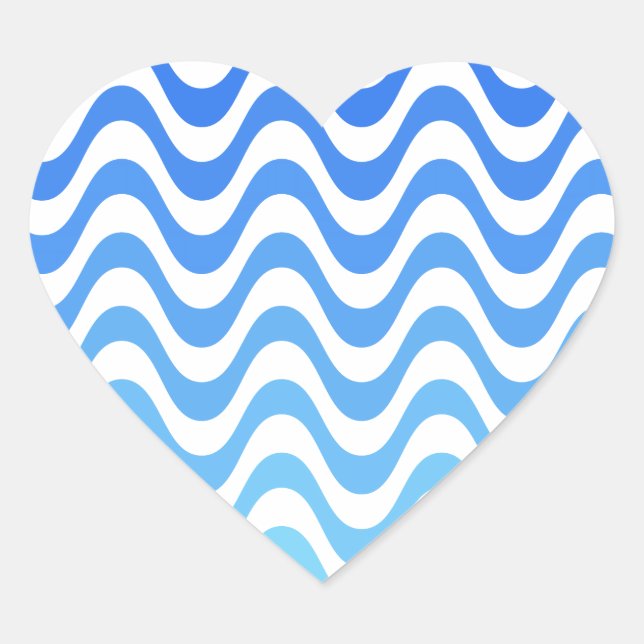 Gradient Blue Waves Herz-Aufkleber (Vorderseite)