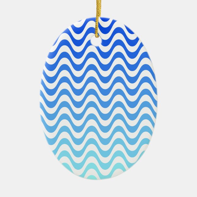 Gradient Blue Waves Keramikornament (Vorne)