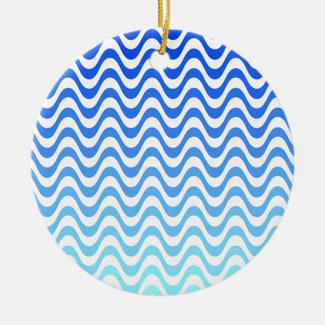 Gradient Blue Waves Keramikornament (Vorne)