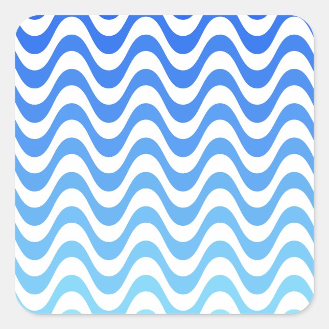 Gradient Blue Waves Quadratischer Aufkleber (Vorderseite)