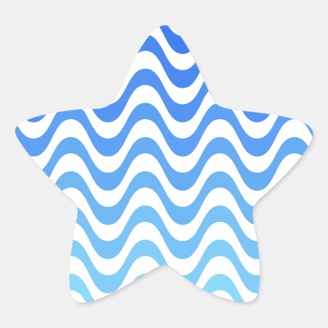 Gradient Blue Waves Stern-Aufkleber (Vorderseite)
