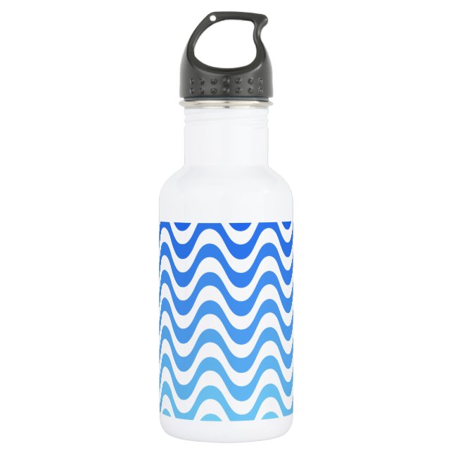 Gradient Blue Waves Trinkflasche (Vorderseite)