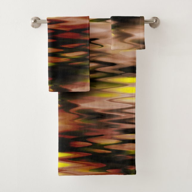 Gradient braun bis gelb formend abstrakte Zickzack Badhandtuch Set (Insitu)