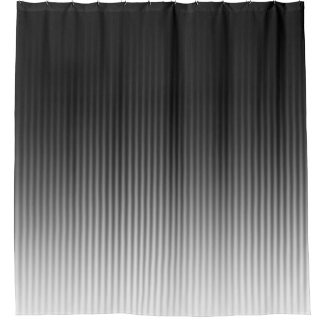 Gradient Cool Stylish Trendy Black & White Streife Duschvorhang (Vorderseite)
