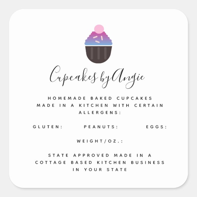 Gradient Cupcakes Food Business Square Sticker (Vorderseite)