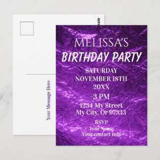 Gradient Deep Purple Birthday Invitation Postkarte
