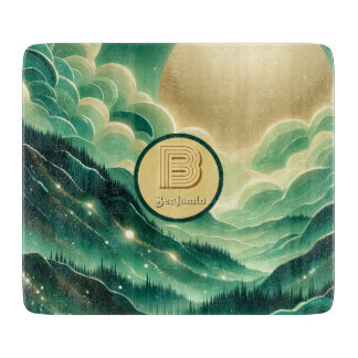 Gradient Emerald Kelly Green Glitzer Mit Monogramm Schneidebrett