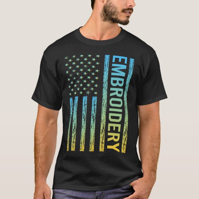 Gradient Flag 02 Stickerei Stickerei Stickerei T-Shirt (Vorderseite)