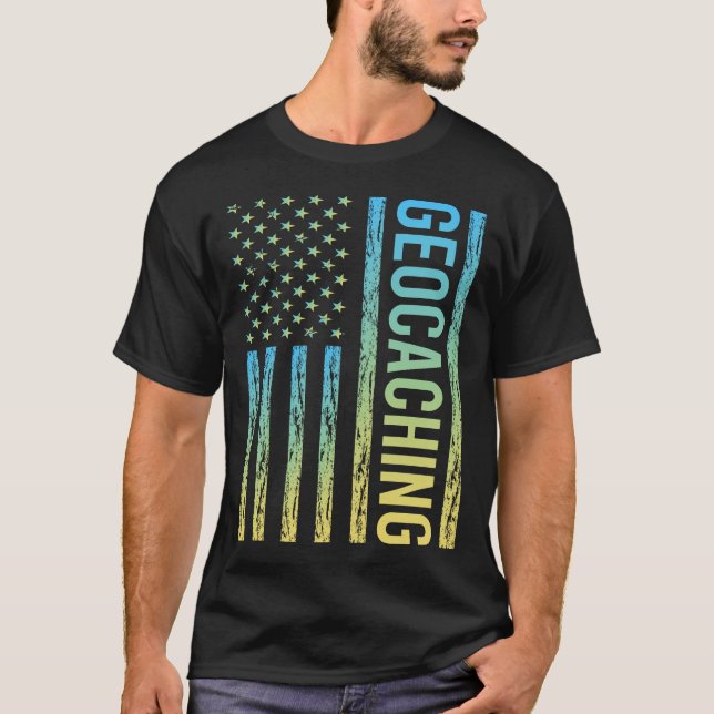 Gradient Flag Geocaching Geocache Geocacher T-Shirt (Vorderseite)