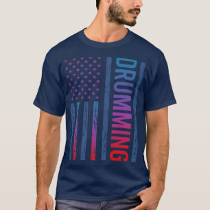 Gradient-Flagge-Trommeln-Trommler-Trommel-Trommeln T-Shirt