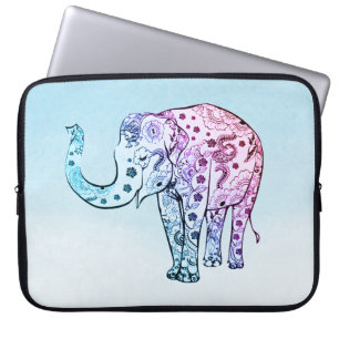 Gradient Floral Elephant Laptopschutzhülle