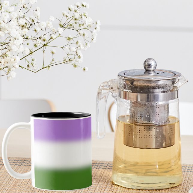Gradient Genderqueer Pride Flag - Genderqueer Flag Zweifarbige Tasse (Von Creator hochgeladen)