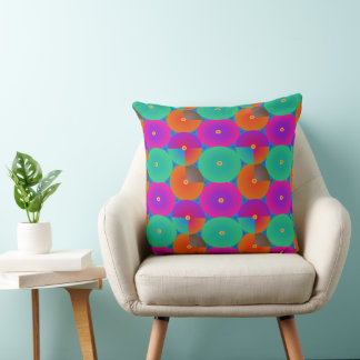 Gradient Geometric Circle Cushion Bright Blue Pink Kissen