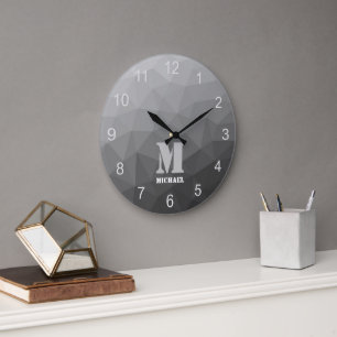 Gradient Geometric Mesh Muster Monogram Große Wanduhr