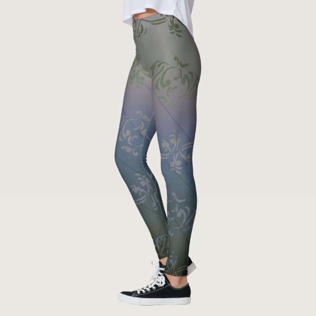 Gradient gestreiftes Muster aus grauem Silber Leggings (Links)
