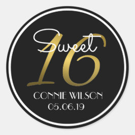 Gradient Gold 16 Personalisiert Sweet 16 Geburtsta Runder Aufkleber