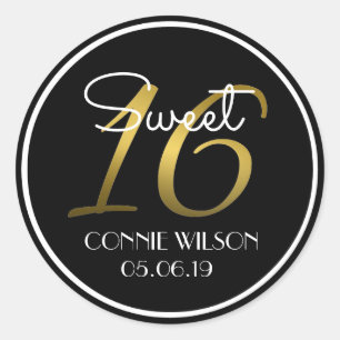Gradient Gold 16 Personalisierter 16. Geburtstag Runder Aufkleber