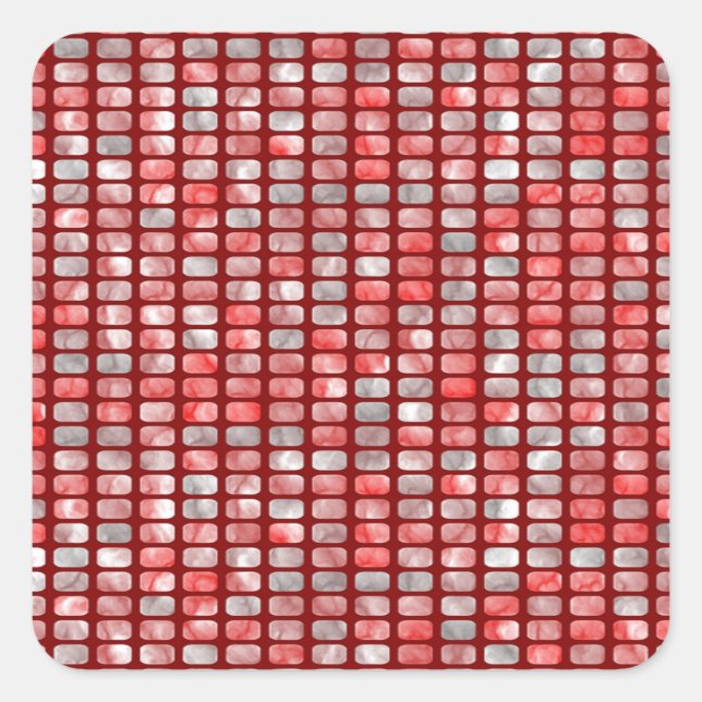 Gradient grau und rot Blockmuster Quadratischer Aufkleber (Vorderseite)