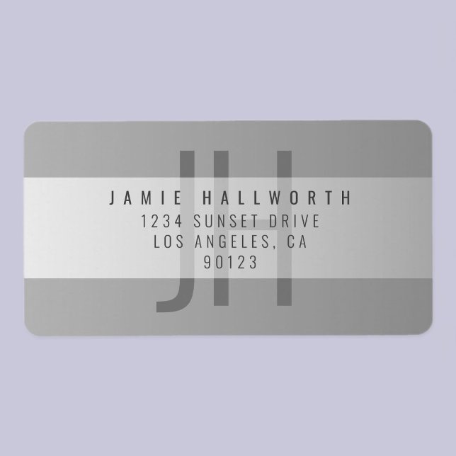 Gradient Gray | MIT MONOGRAMM RÜCKSENDEADRESSE Adressaufkleber (Von Creator hochgeladen)