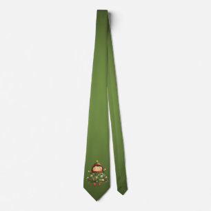 Gradient Green Tree Character Christmas Neck Tie Krawatte
