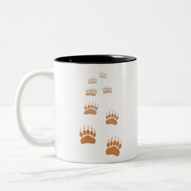 Gradient Grizzly Bär Paw Print Zweifarbige Tasse (Links)