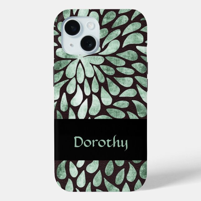 Gradient grüne Blätter auf schwarz Case-Mate iPhone Hülle (Rückseite)