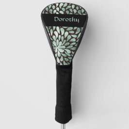Gradient grüne Blätter auf schwarz Golf Headcover