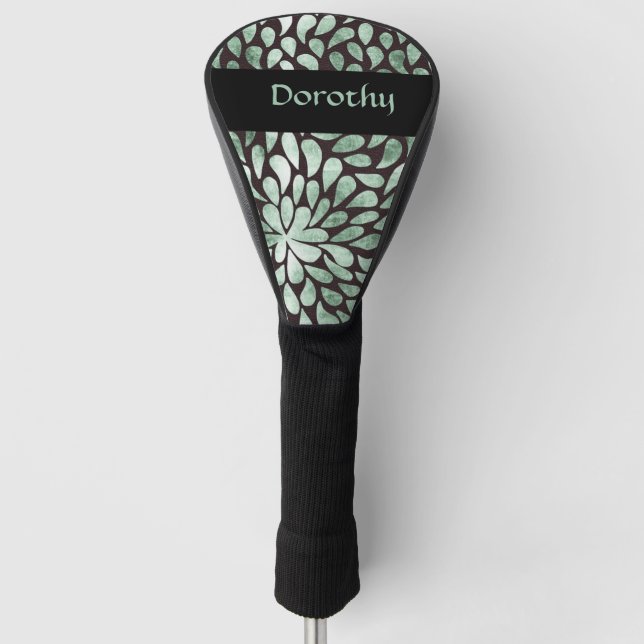 Gradient grüne Blätter auf schwarz Golf Headcover (Vorderseite)