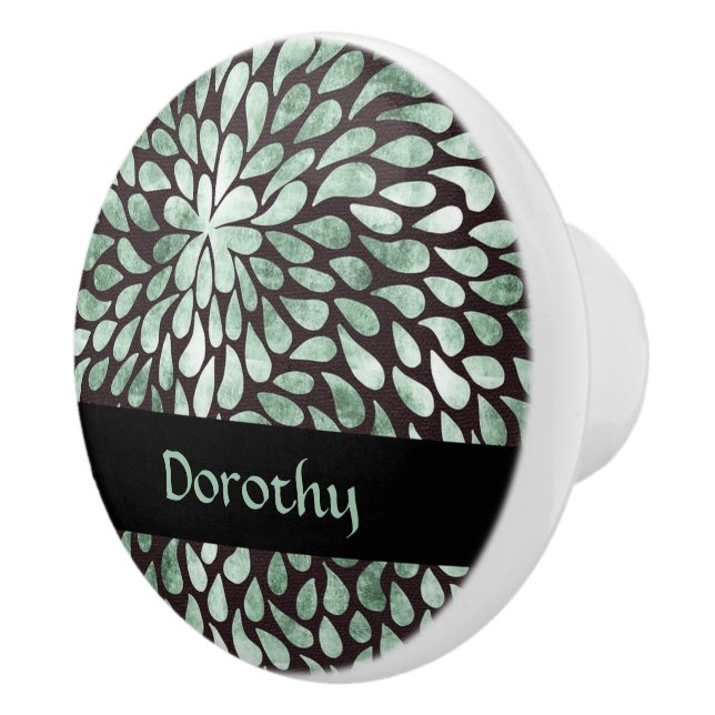 Gradient grüne Blätter auf schwarz Keramikknauf (Rechts)