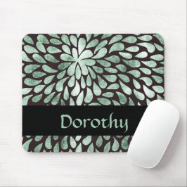 Gradient grüne Blätter auf schwarz Mousepad